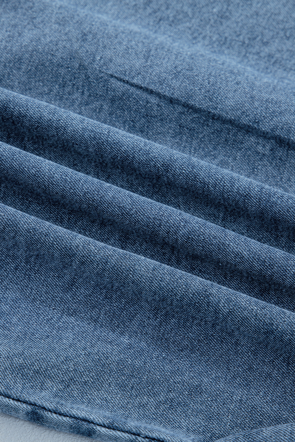 Beau Blue Frilled Short Sleeve Snap Button Denim Shirt