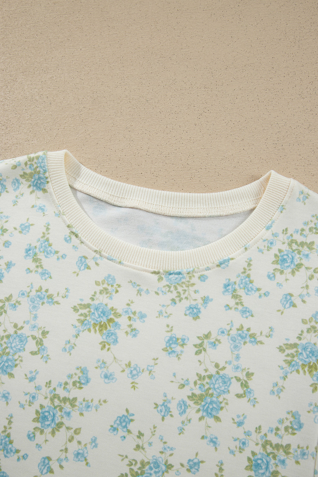 Pink Floral Print Short Sleeve Elastic Waist Pocket Two Piece Set