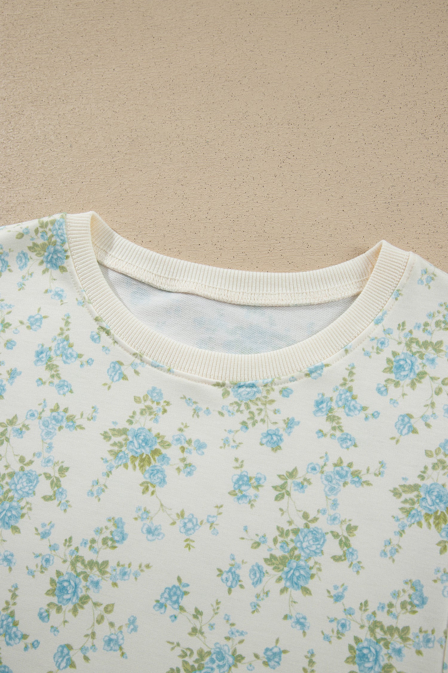 Pink Floral Print Short Sleeve Elastic Waist Pocket Two Piece Set